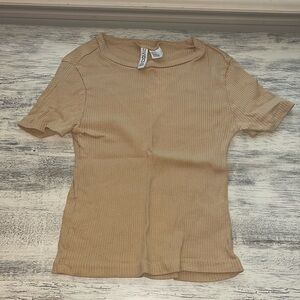 Beige/Tan ribbed Tight Fitted Crop Top